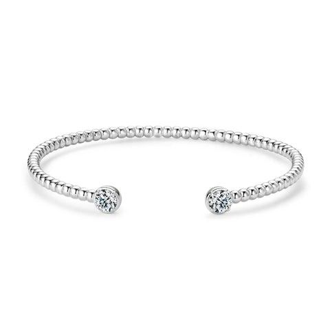 Moissanit Cuff Armband aus 925er Sterlingsilber verstellbar mit zertifizierte