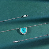 Halskette mit herzförmigem Synthetic Paraiba Turmalin 925 Sterling Silbe