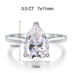 4ct Tropfenförmiger Moissanit-Ring für Frauen aus 925er Sterling Silber