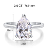 4ct Tropfenförmiger Moissanit-Ring für Frauen aus 925er Sterling Silber