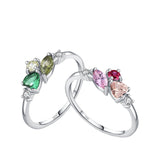 925 Sterlingsilber Ring mit bunten Zirkonia in Tropfenform für Frauen
