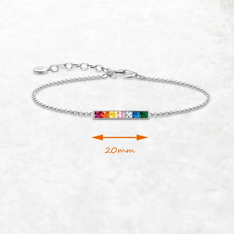 Buntsteine Delikater Armband mit Links Kette aus 925 Sterling Silber