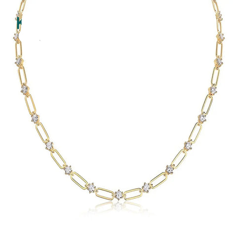 Tennis-Halskette aus 18k Gelbgold mit VVS1 Moissaniten