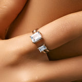 Edler 925 Sterling Silber Ring mit rechteckigem hellblauem Zirkonia