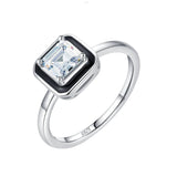925 Sterling Silber Ring mit klarem Zirkonia und schwarzem Emaille