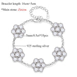 Blumenarmband aus 925er Sterling Silber mit funkelnden Zirkonia-Steinen