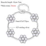 Blumenarmband aus 925er Sterling Silber mit funkelnden Zirkonia-Steinen
