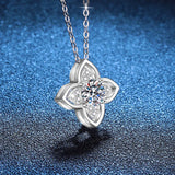 925 Silber Halskette mit 1 Karat Moissanit und floralen