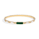 Armband mit malachitgrünem Stein und Zirkonia in 925er Sterlingsilber