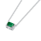 S925 Silber Halskette mit smaragdgrünem rechteckigem lab-grow