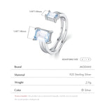 Edler 925 Sterling Silber Ring mit rechteckigem hellblauem Zirkonia