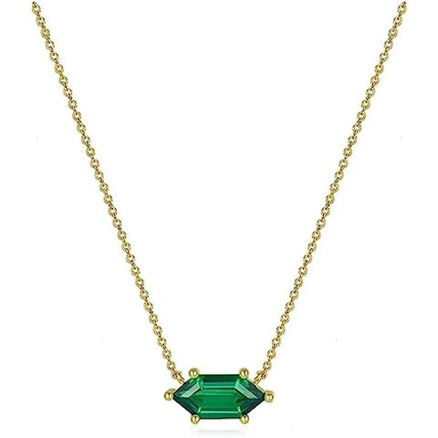 Halskette mit smaragdgrünem Edelstein in 925er Sterling Silber