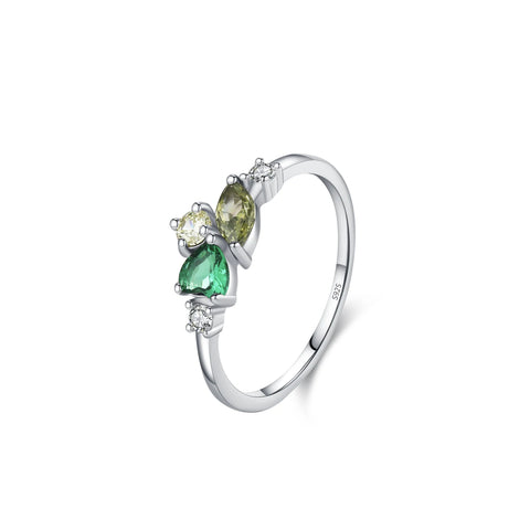 925 Sterlingsilber Ring mit bunten Zirkonia in Tropfenform für Frauen