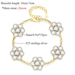 Blumenarmband aus 925er Sterling Silber mit funkelnden Zirkonia-Steinen