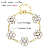 Blumenarmband aus 925er Sterling Silber mit funkelnden Zirkonia-Steinen