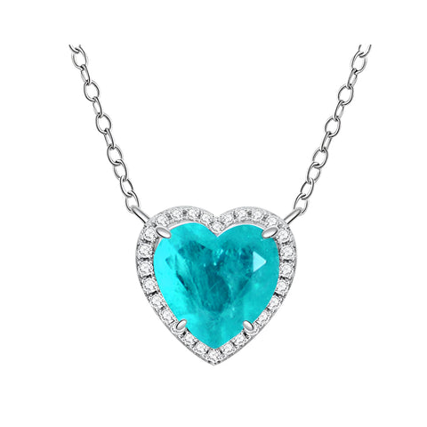 Halskette mit herzförmigem Synthetic Paraiba Turmalin 925 Sterling Silbe