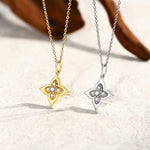 Zarter Anhänger mit Blumenemblem aus rundem Moissanit in S925 Sterling Silber