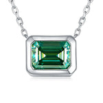 2CT Smaragd Moissanite Anhängerhalskette für Damen 18K Weißgold plattier