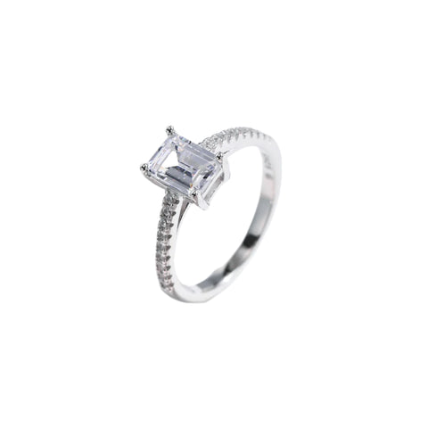 925 Sterling Silber Ring mit Smaragdschliff und Zirkonia für Frauen