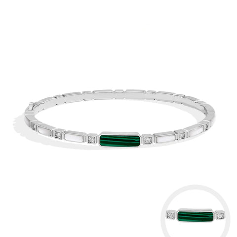 Armband mit malachitgrünem Stein und Zirkonia in 925er Sterlingsilber