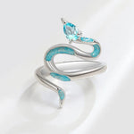 925 Sterling Silber Schlange Ring mit Cyanem Edelstein und Türkisfarbenen