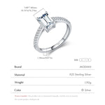 925 Sterling Silber Ring mit Smaragdschliff und Zirkonia für Frauen