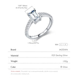 925 Sterling Silber Ring mit Smaragdschliff und Zirkonia für Frauen