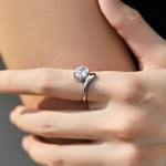 925 Sterling Silber Ring mit funkelndem ovalem Zirkon für Frauen