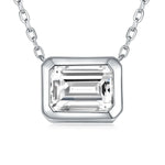 2CT Smaragd Moissanite Anhängerhalskette für Damen 18K Weißgold plattier
