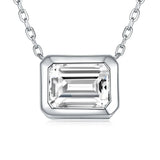 2CT Smaragd Moissanite Anhängerhalskette für Damen 18K Weißgold plattier