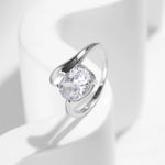 925 Sterling Silber Ring mit funkelndem ovalem Zirkon für Frauen