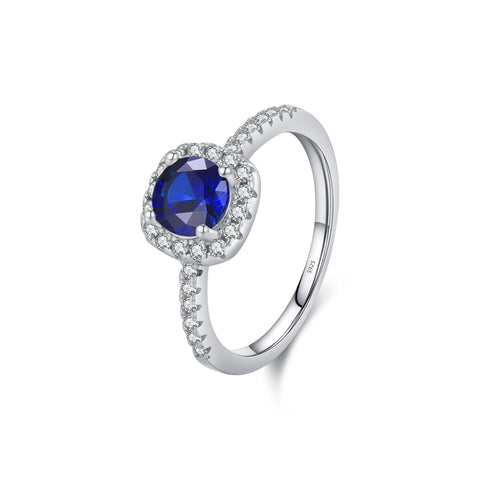 925 Sterlingsilber Ring mit funkelndem blauen Zirkonia