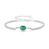925 Sterling Silber Luxuriöses Armband mit Grüner Zirkonstein für Frauen