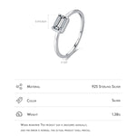925 Sterling Silber Ring mit rechteckigem CZ Edelstein