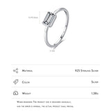 925 Sterling Silber Ring mit rechteckigem CZ Edelstein