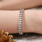 Tennisarmband mit ovalen Moissanit-Steinen S925 Silber vergoldet für Frauen