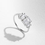925 Sterling Silber Ring mit Marquise und rechteckigem Zirkoni