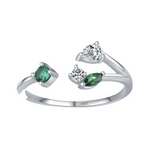 Damenring aus 925er Sterlingsilber mit grünen und weißen