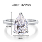 4ct Tropfenförmiger Moissanit-Ring für Frauen aus 925er Sterling Silber
