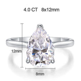 4ct Tropfenförmiger Moissanit-Ring für Frauen aus 925er Sterling Silber