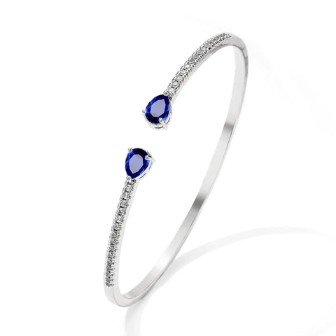 Armband mit blauen Tropfen aus kubischem Zirkonia und silbernem