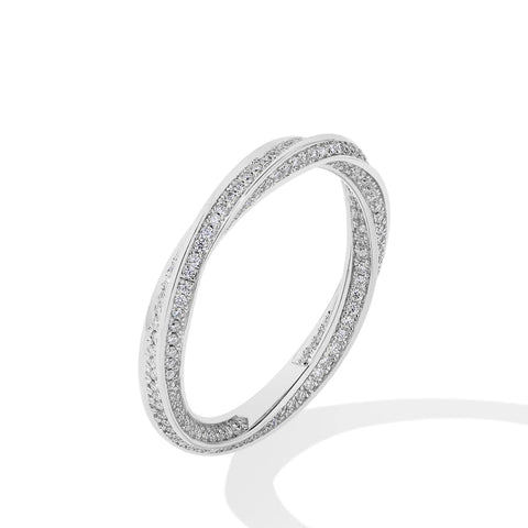 # Eleganter S925 Silber Ring mit Zirkonia, Doppelschicht-Design, strahlend und modern