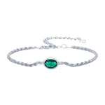925 Sterling Silber Luxuriöses Armband mit Grüner Zirkonstein für Frauen