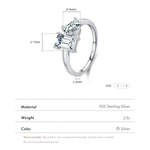 Ring aus 925 Sterling Silber mit rechteckigem und rundem klaren Zirkonia