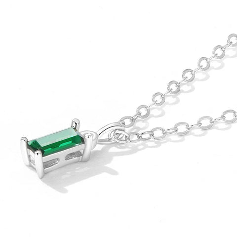 925 Sterlingsilber Halskette mit grünem Zirkon und klarer