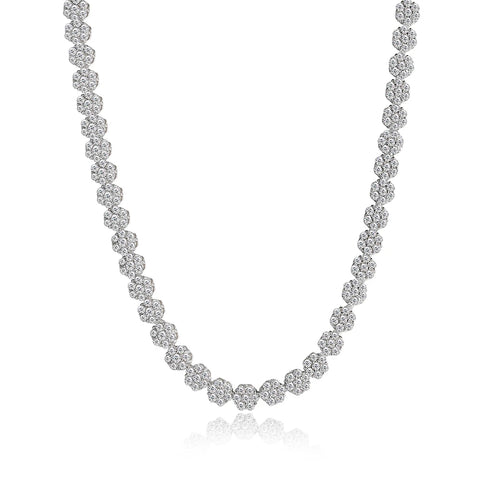 Moissanit Halskette für Damen aus 925 Sterling Silber mit weißem Gold